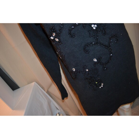 Vintage Dress Black with Rhinestones and Beads - Picture 4 of 7